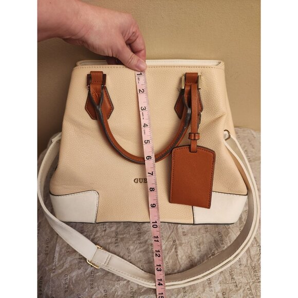 Guess Cream & White Ladies Tote Purse - Picture 5 of 6
